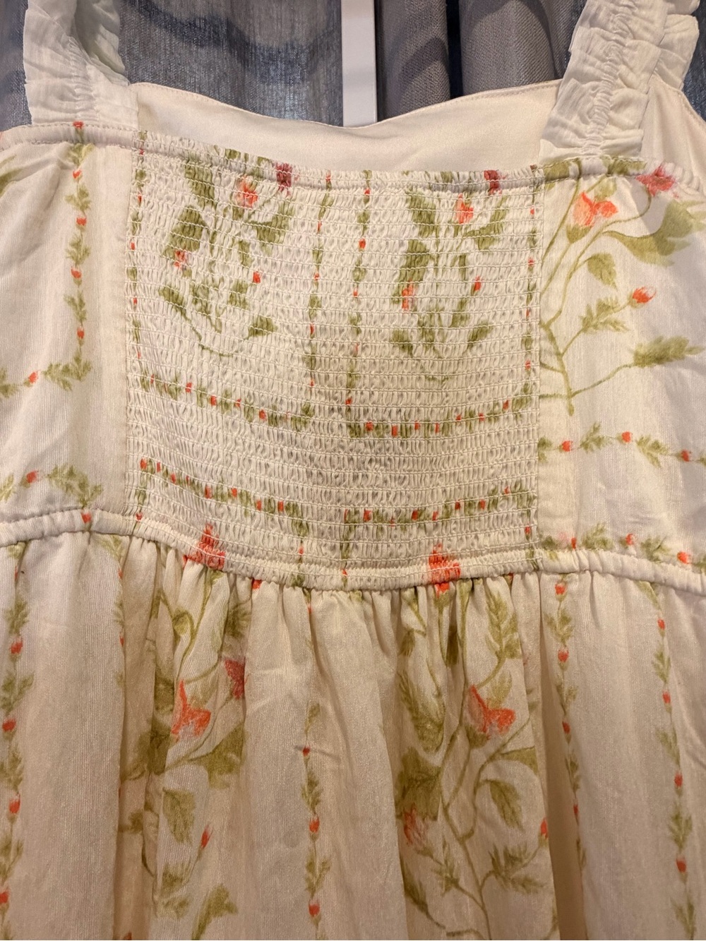 Blu Pepper Cream Midi Dress with Pink & Green Floral Print - Picture 11 of 13